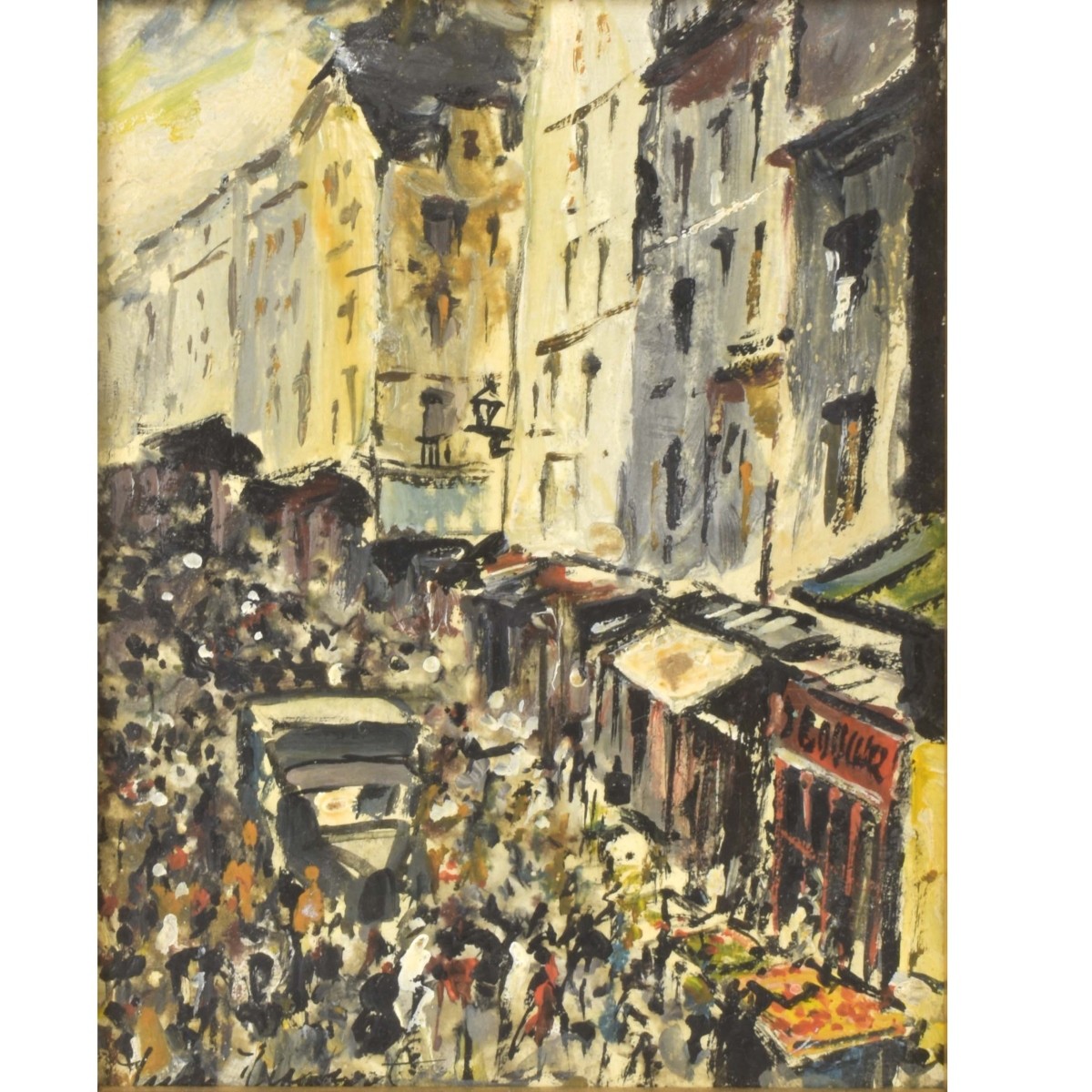 Oil on Board Parisian Street Scenes