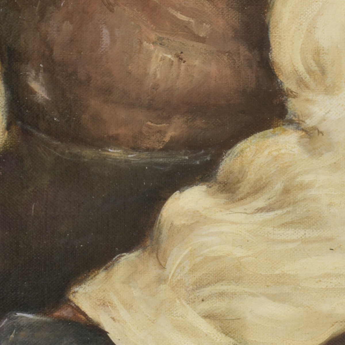 Painting of an Old Man Polishing his Shoes