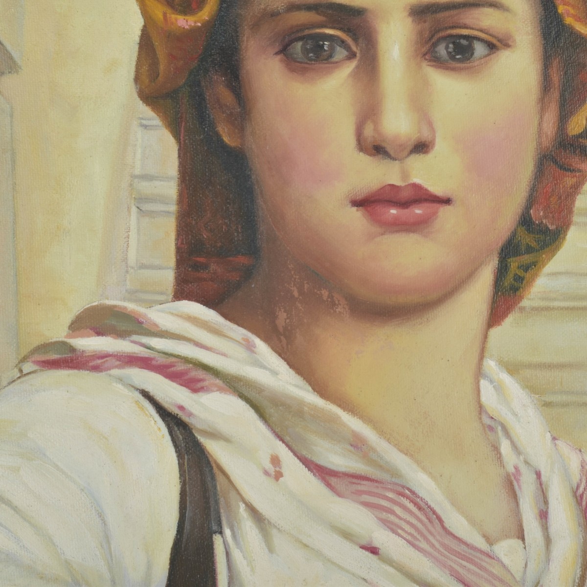 Oil on Canvas Genre Painting of a Young Girl