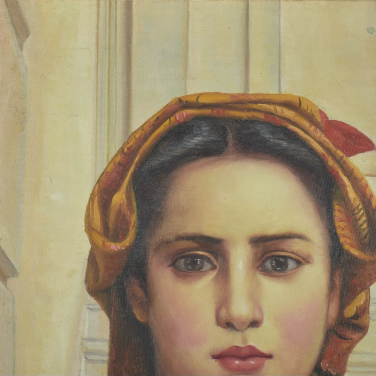 Oil on Canvas Genre Painting of a Young Girl
