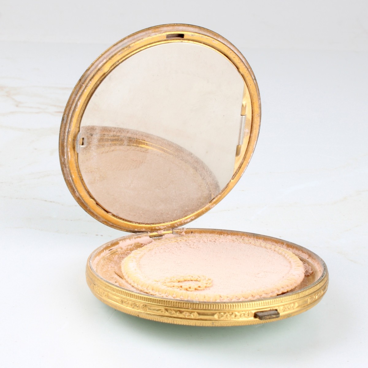 Green Guilloche Enamel Powder Box