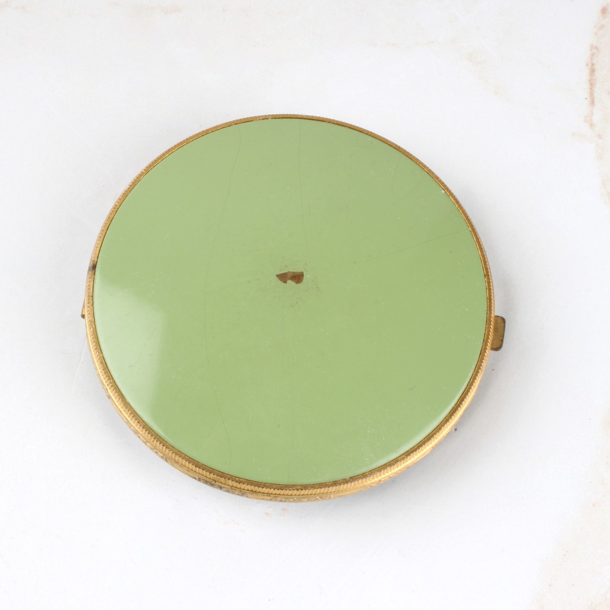 Green Guilloche Enamel Powder Box