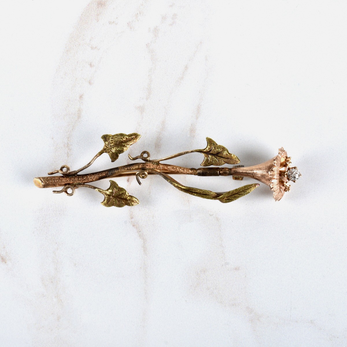 Diamond and 14K Brooch