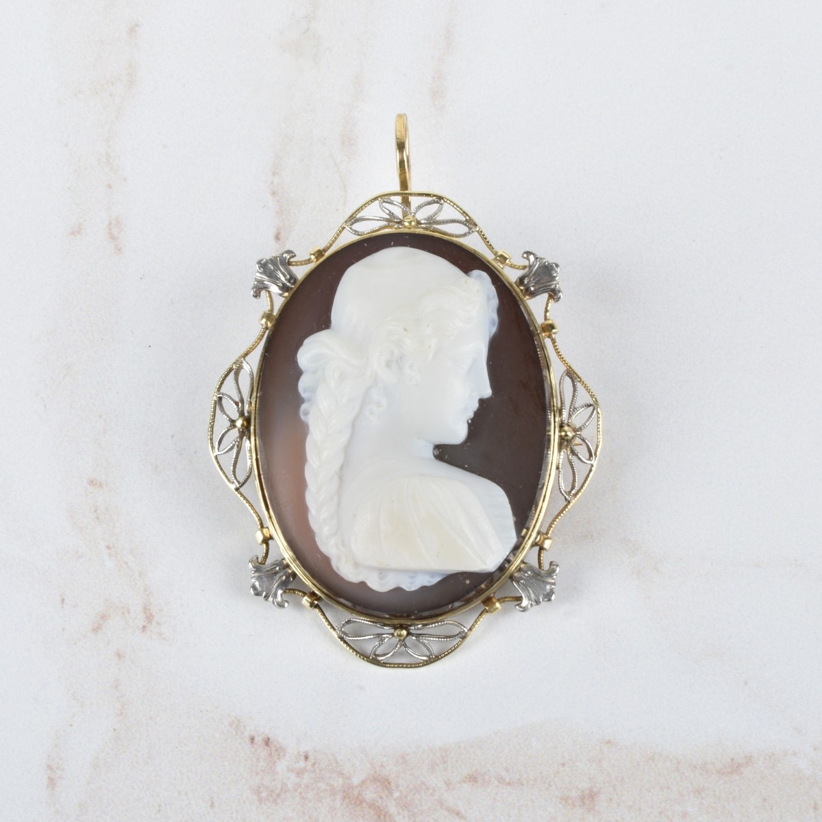 Cameo and 14K Pendant / Brooch