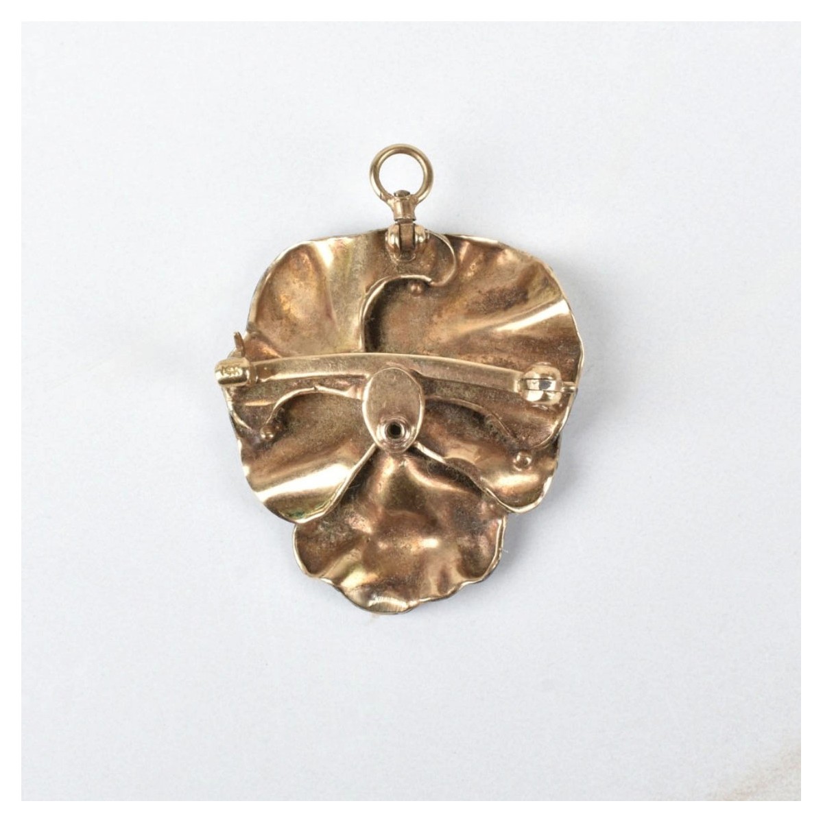 Enamel and 14K Pansy Pendant