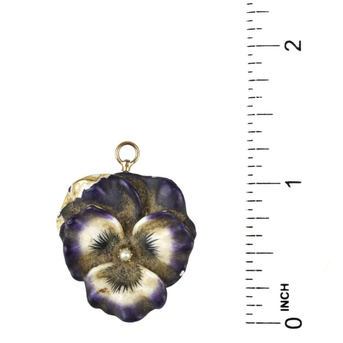 Enamel and 14K Pansy Pendant
