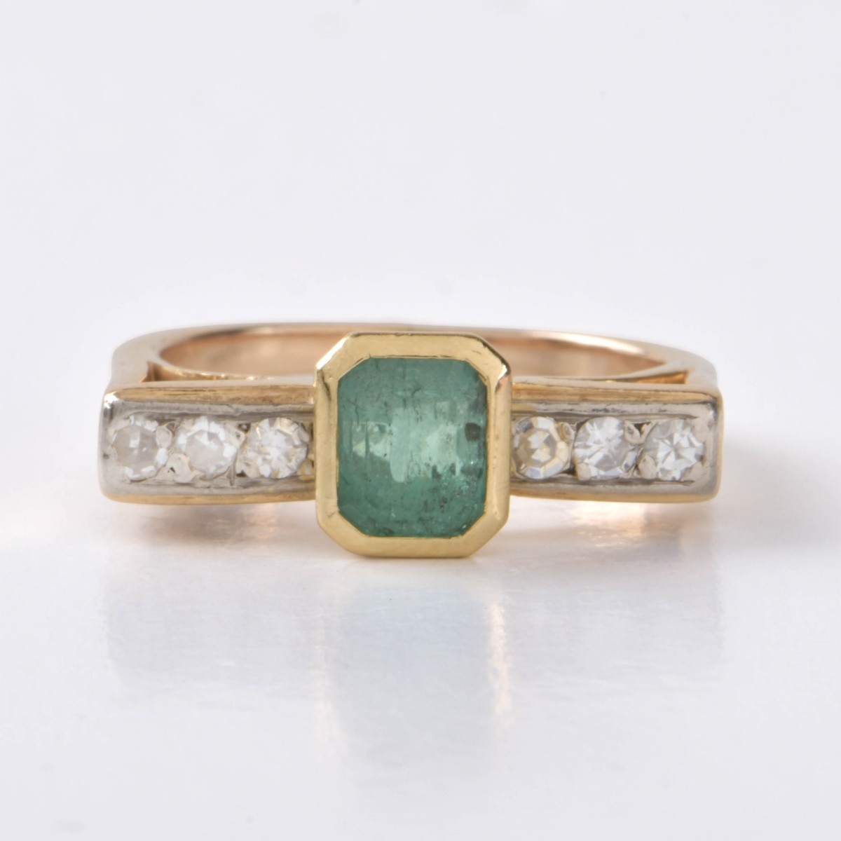 Emerald, Diamond and 14K Ring