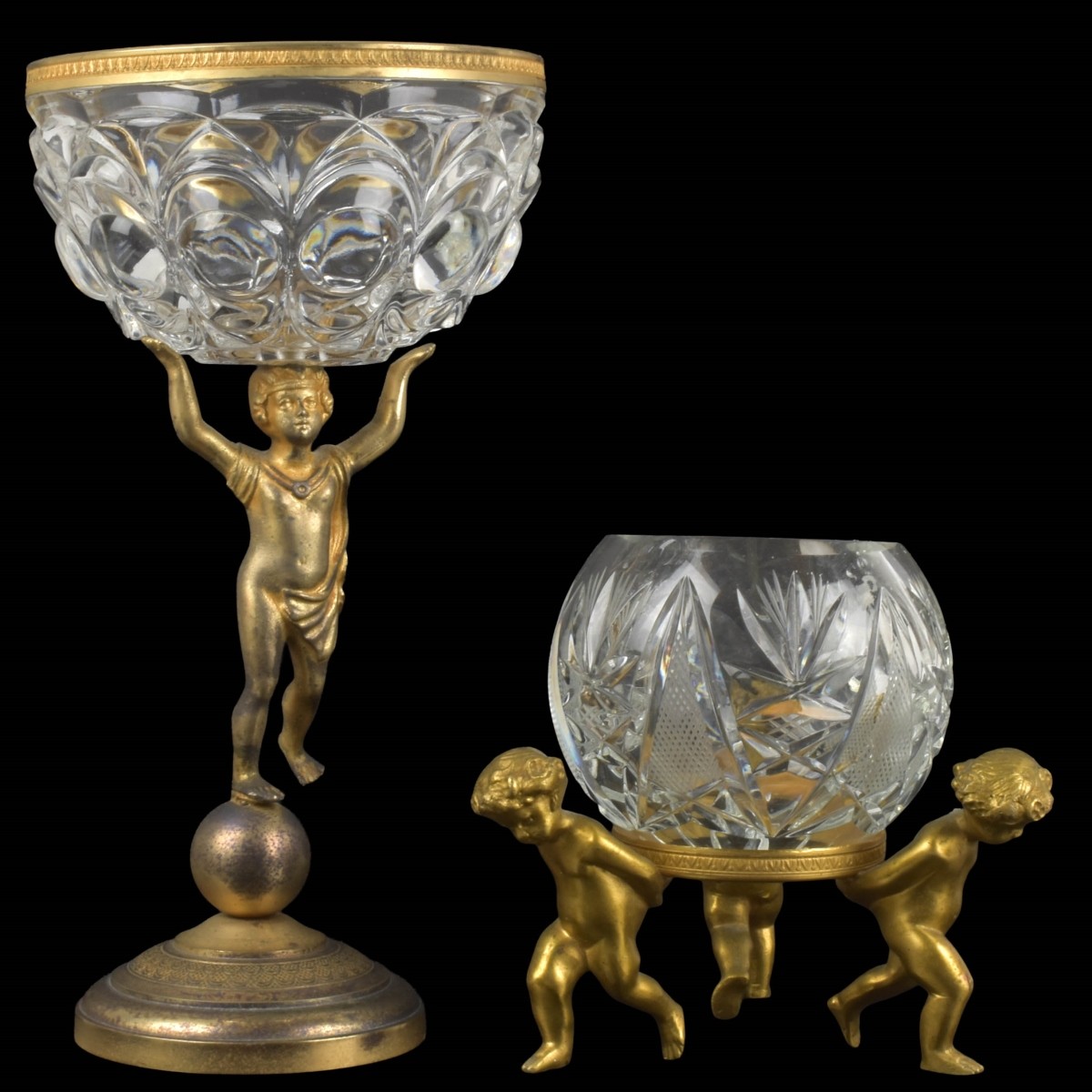 Antique French Bronze and Crystal Pieces