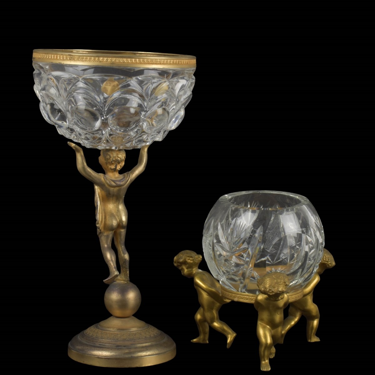 Antique French Bronze and Crystal Pieces