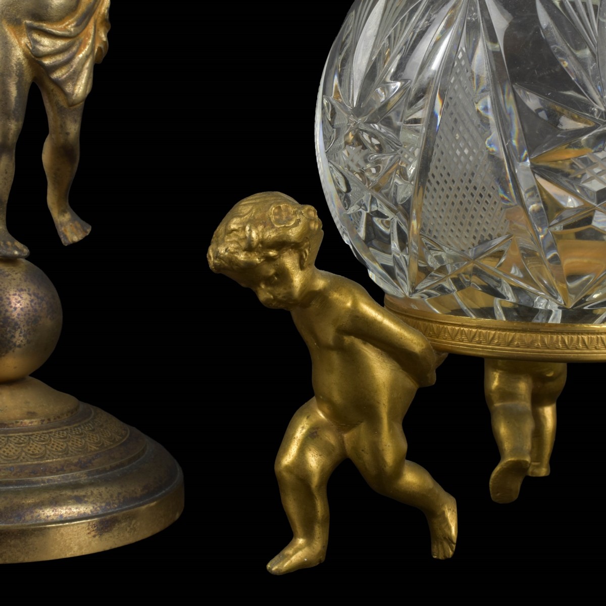 Antique French Bronze and Crystal Pieces