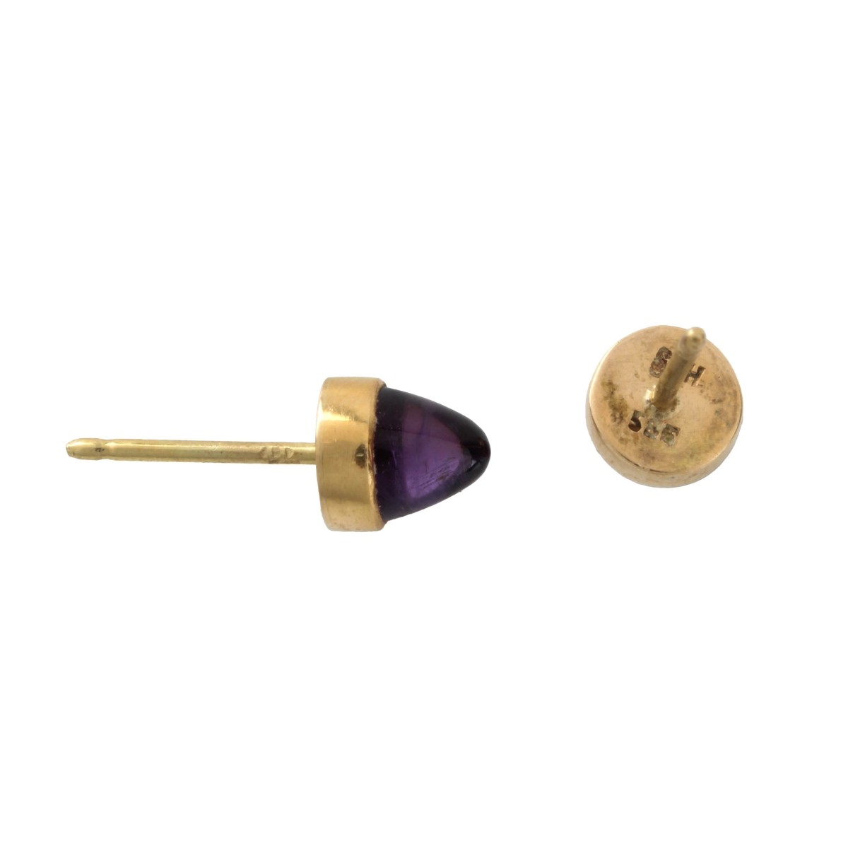 Amethyst and 14K Ear Studs