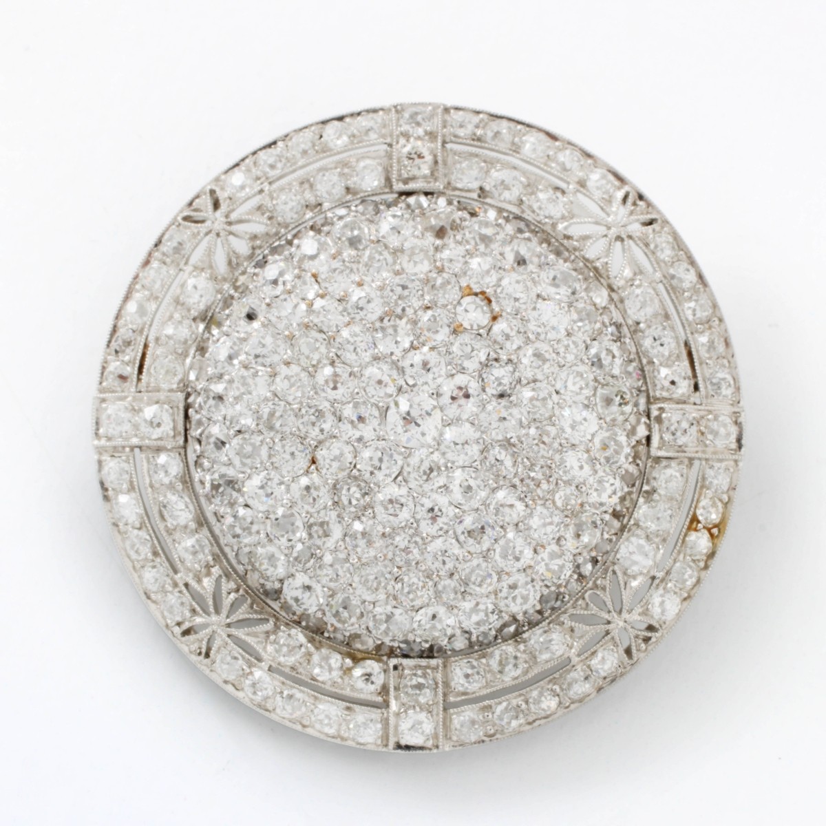 Deco Diamond & Platinum Pendant / Brooch