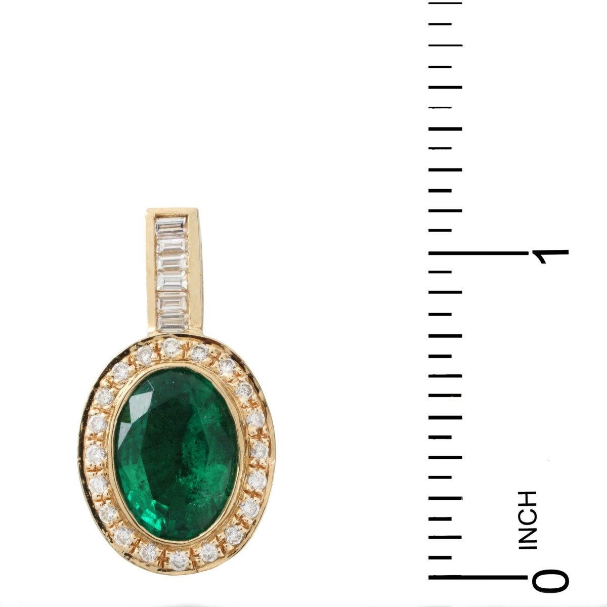 Emerald, Diamond and 14K Pendant