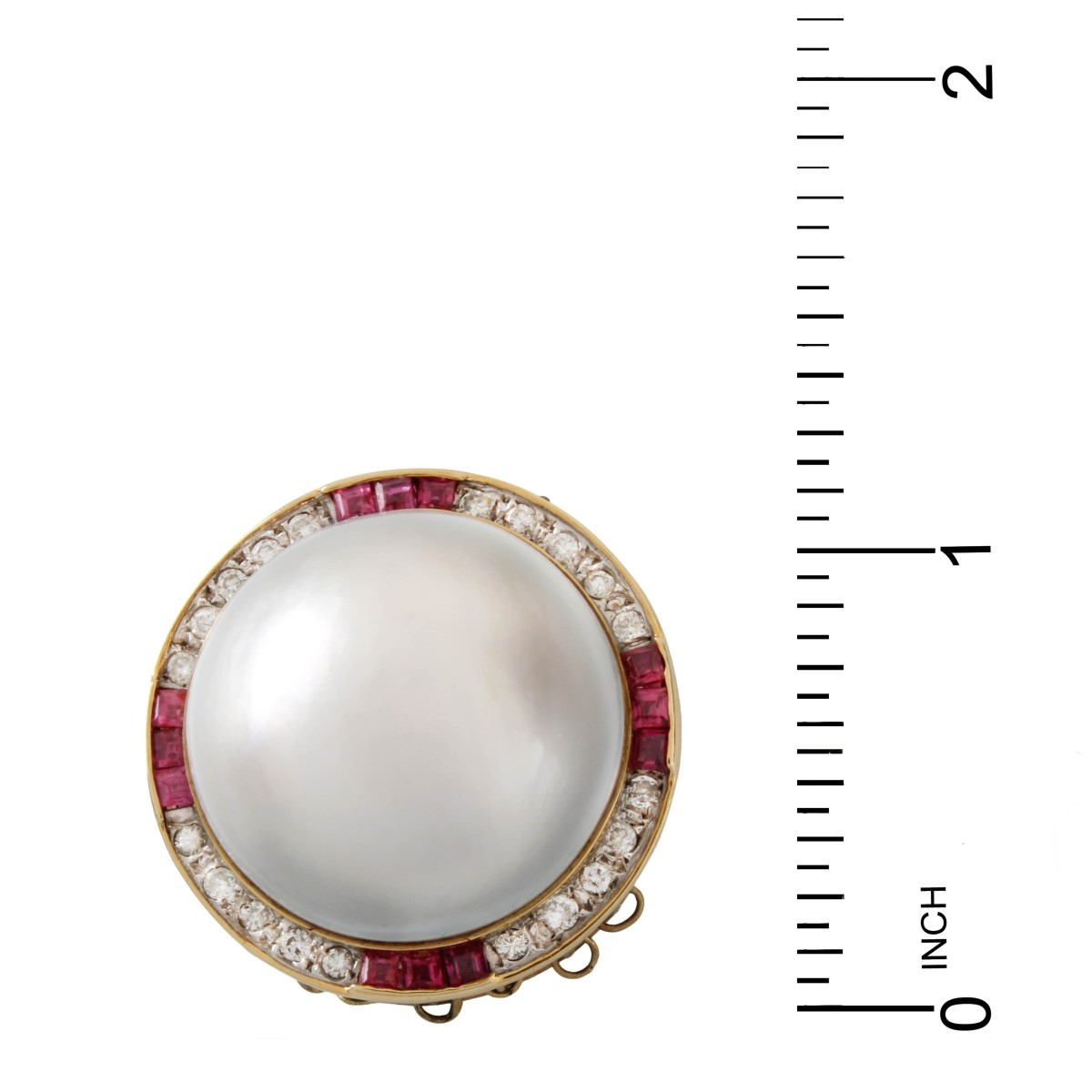 Pearl, Diamond, Ruby and 14K Pendant