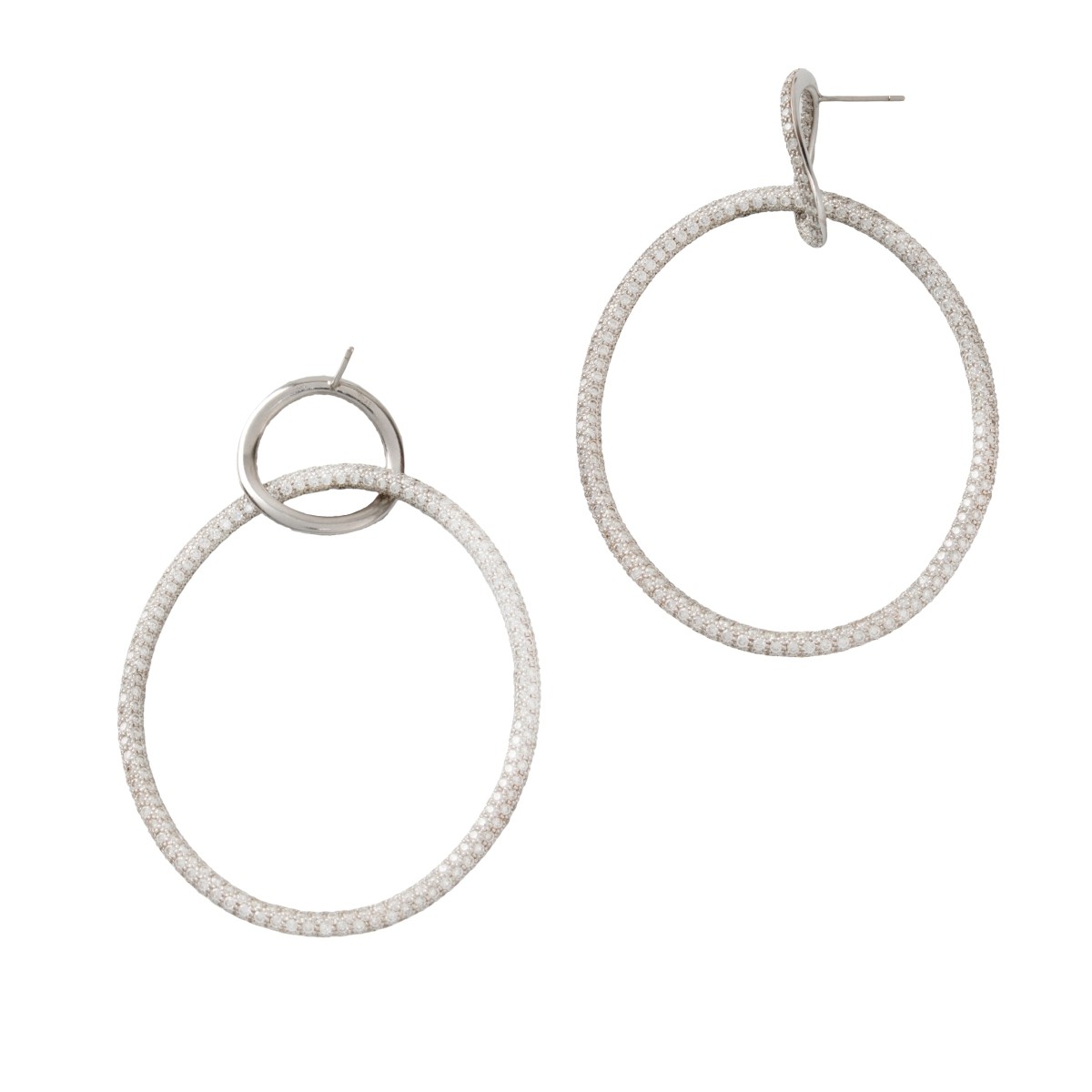 Diamond and 18K Hoop Earrings