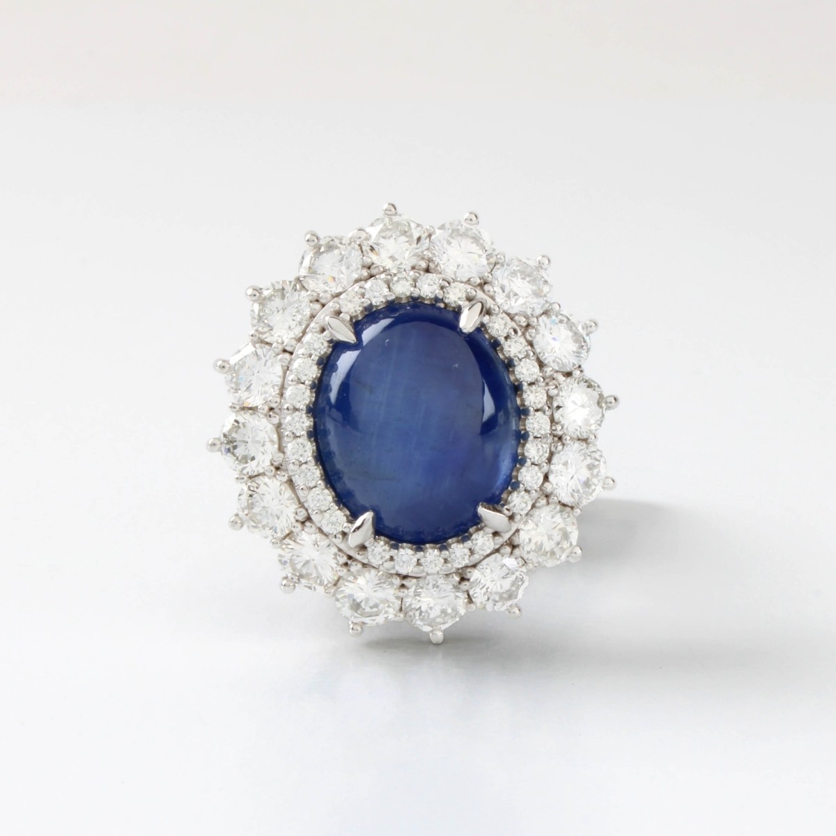 Platinum, Diamond and Sapphire Ring