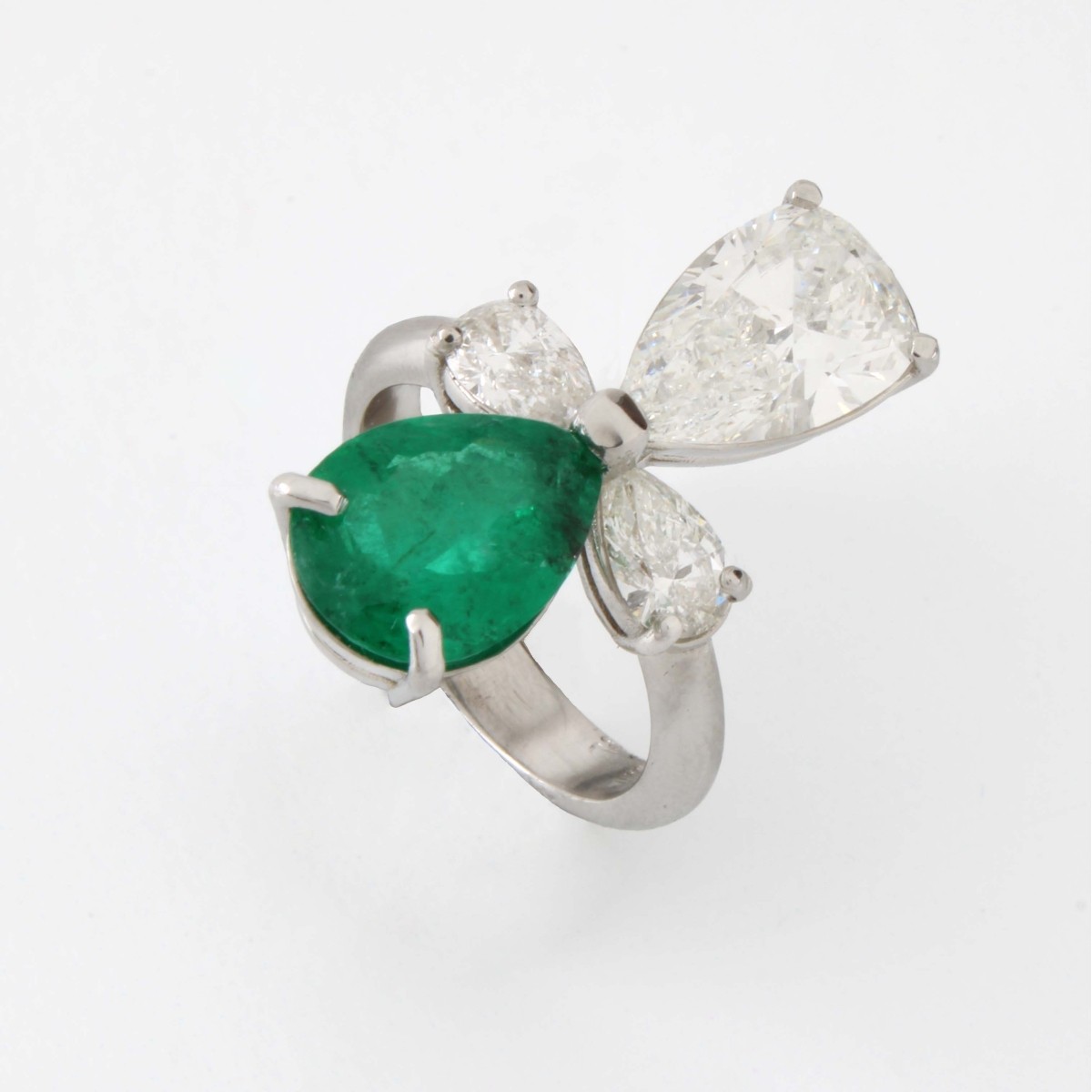 Platinum, Diamond and Emerald Ring