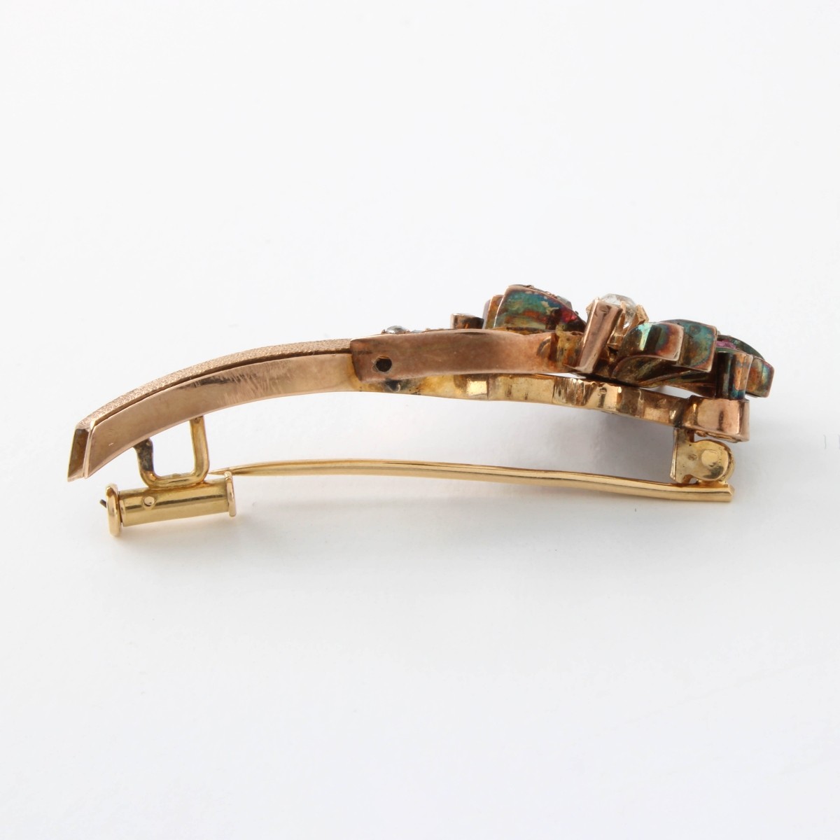 Diamond, Ruby and 14K Brooch