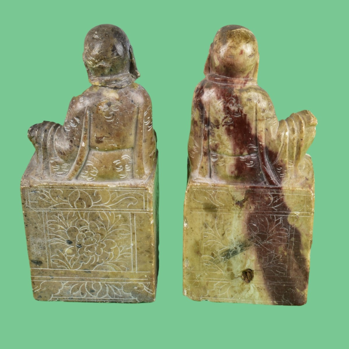 Pr Chinese Carved Soapstone Buddha Figures