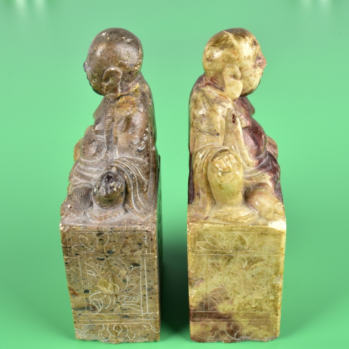 Pr Chinese Carved Soapstone Buddha Figures