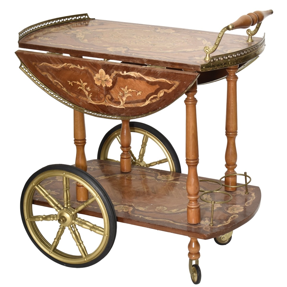 Mid-20th Century Marquetry Italian Beverage Cart
