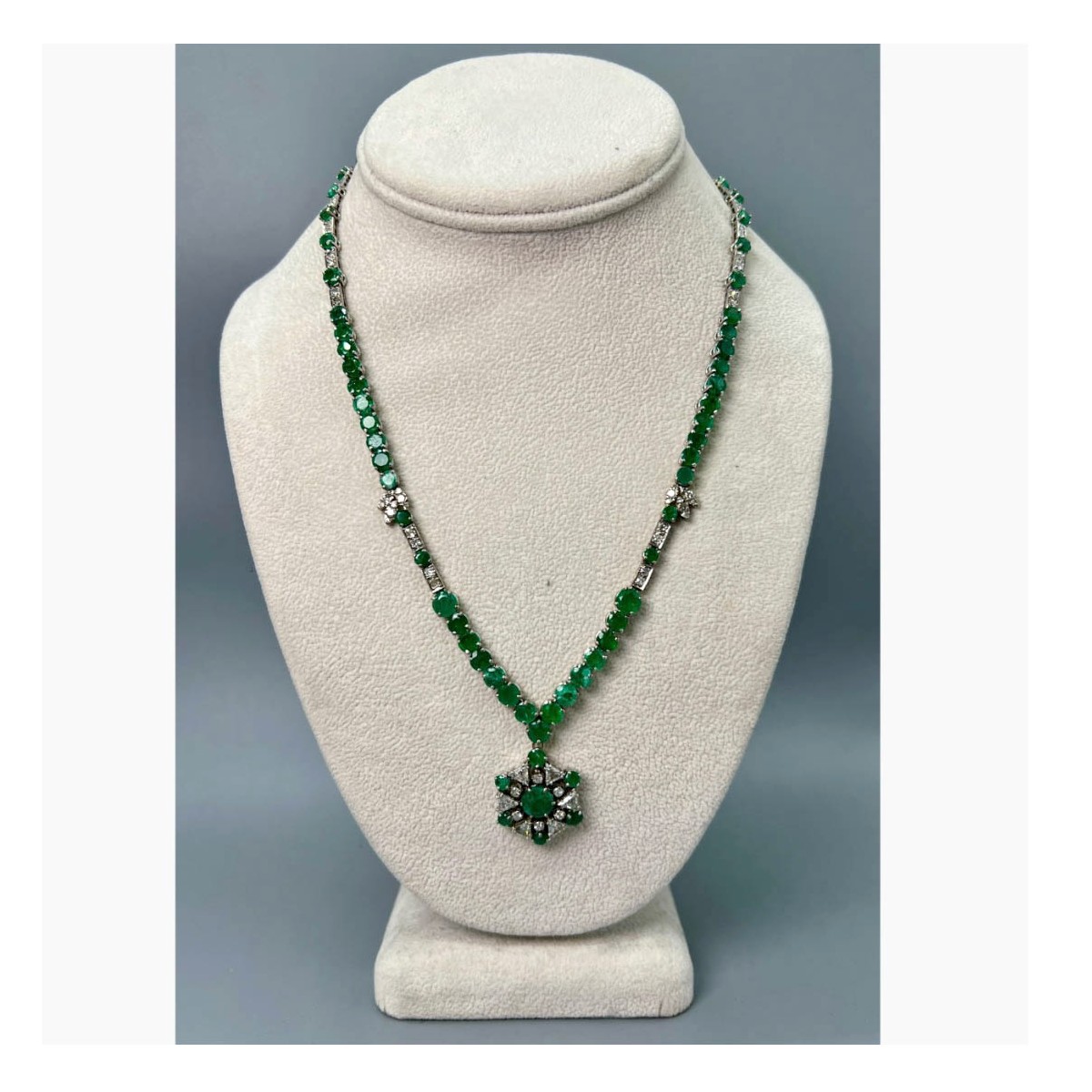 Emerald, Diamond and 14K Necklace