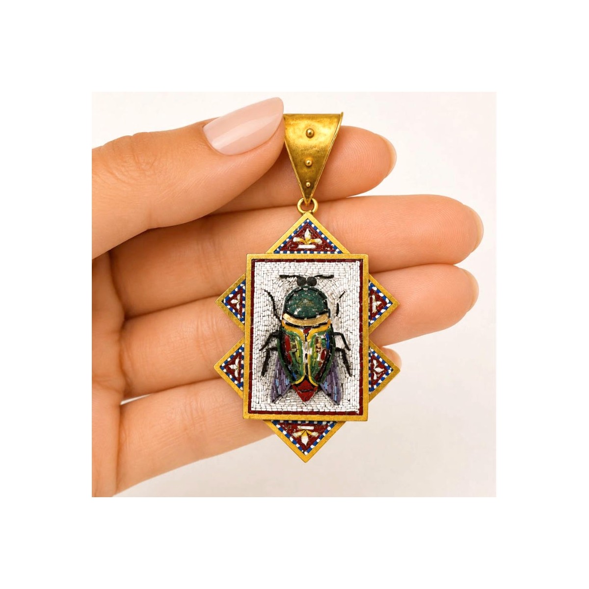Micro Mosaic and 18K Pendant