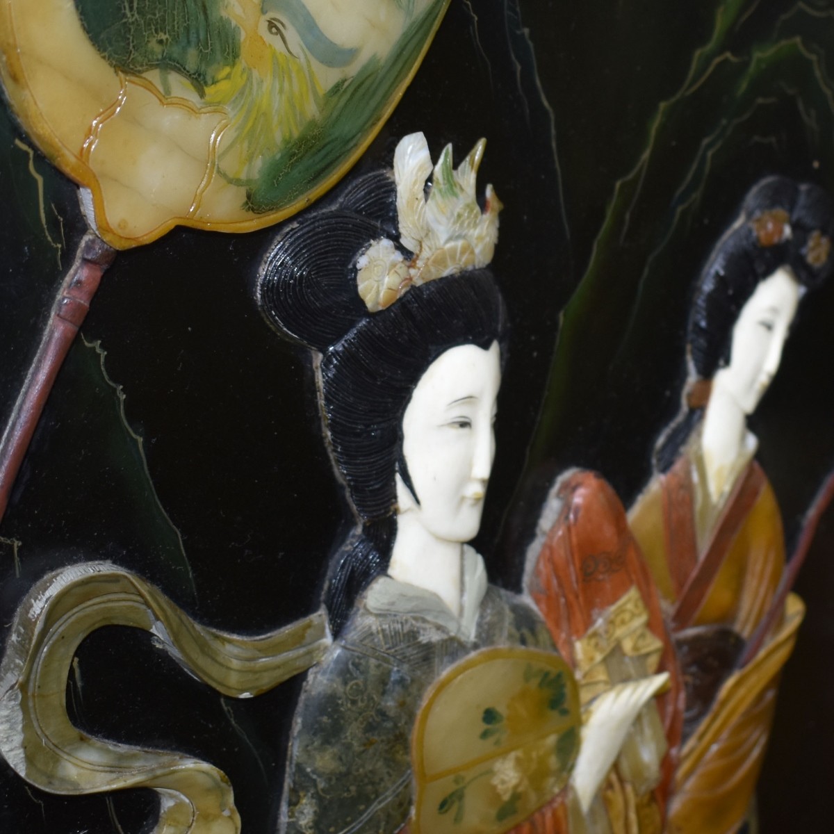 Chinese Inlaid Hardstone Screen