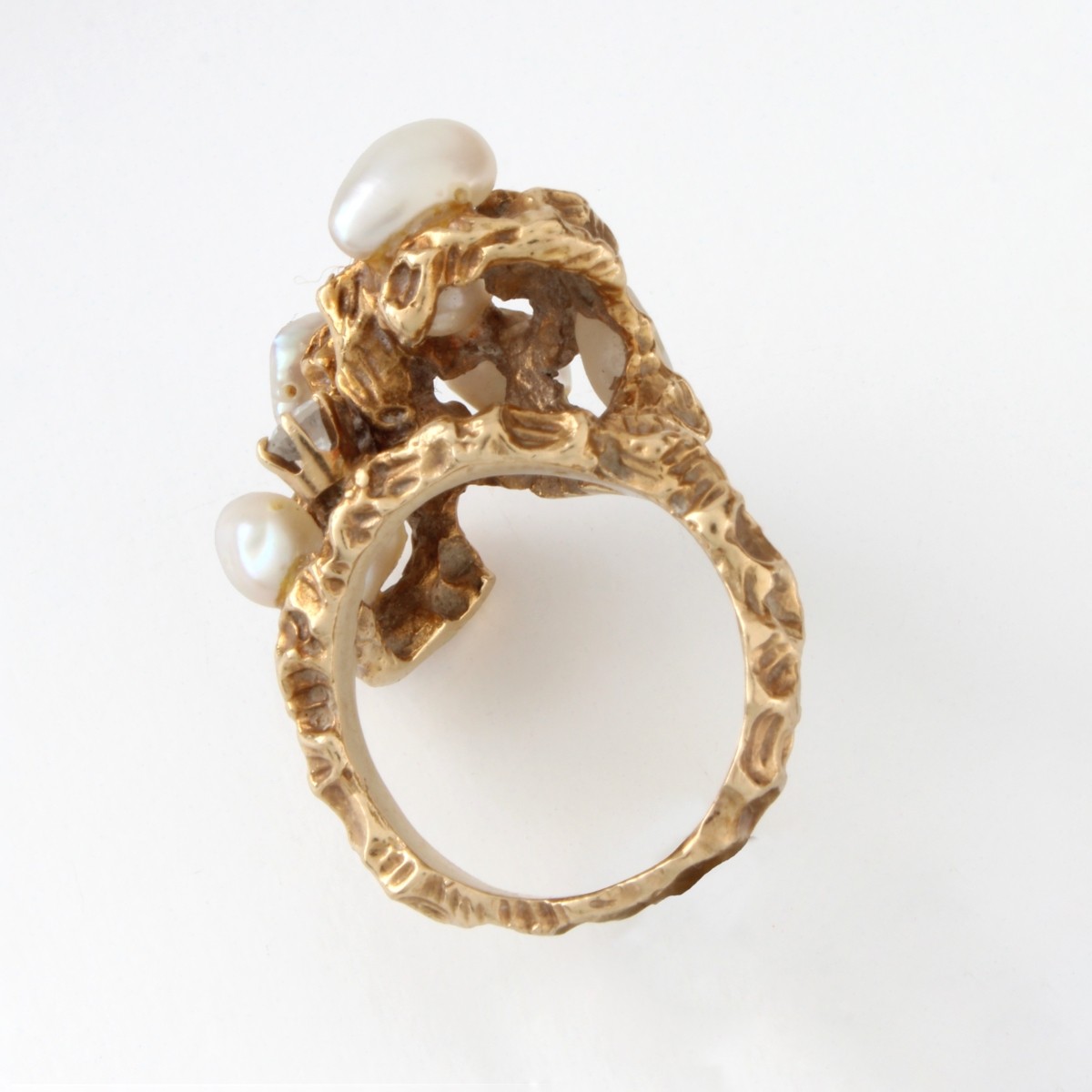 Pearl, Diamond and 14K Ring