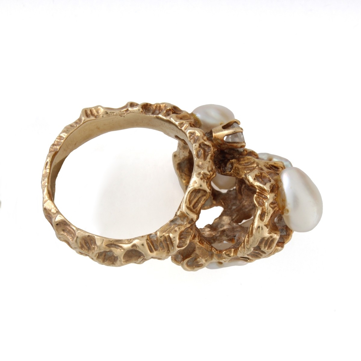 Pearl, Diamond and 14K Ring