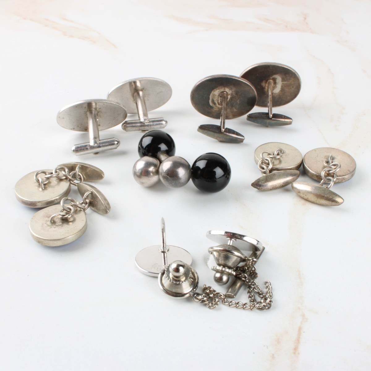 Sterling Silver Tray Lot of Men's Accessories