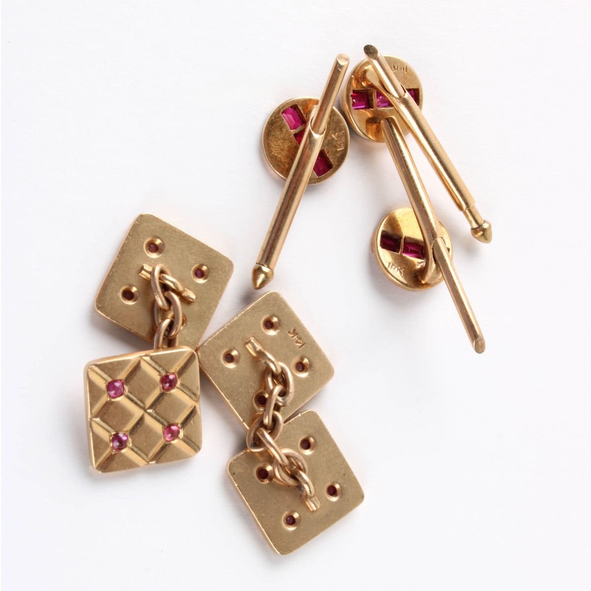 Ruby and 14K Dress Shirt Set