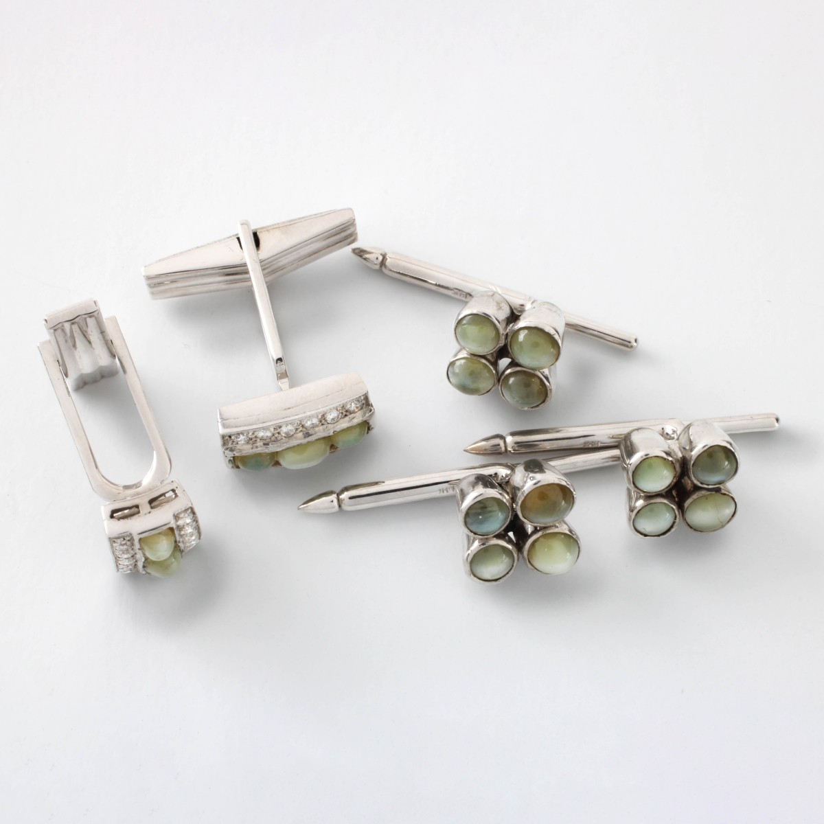 Chrysoberyl and 14K Dress Shirt Set