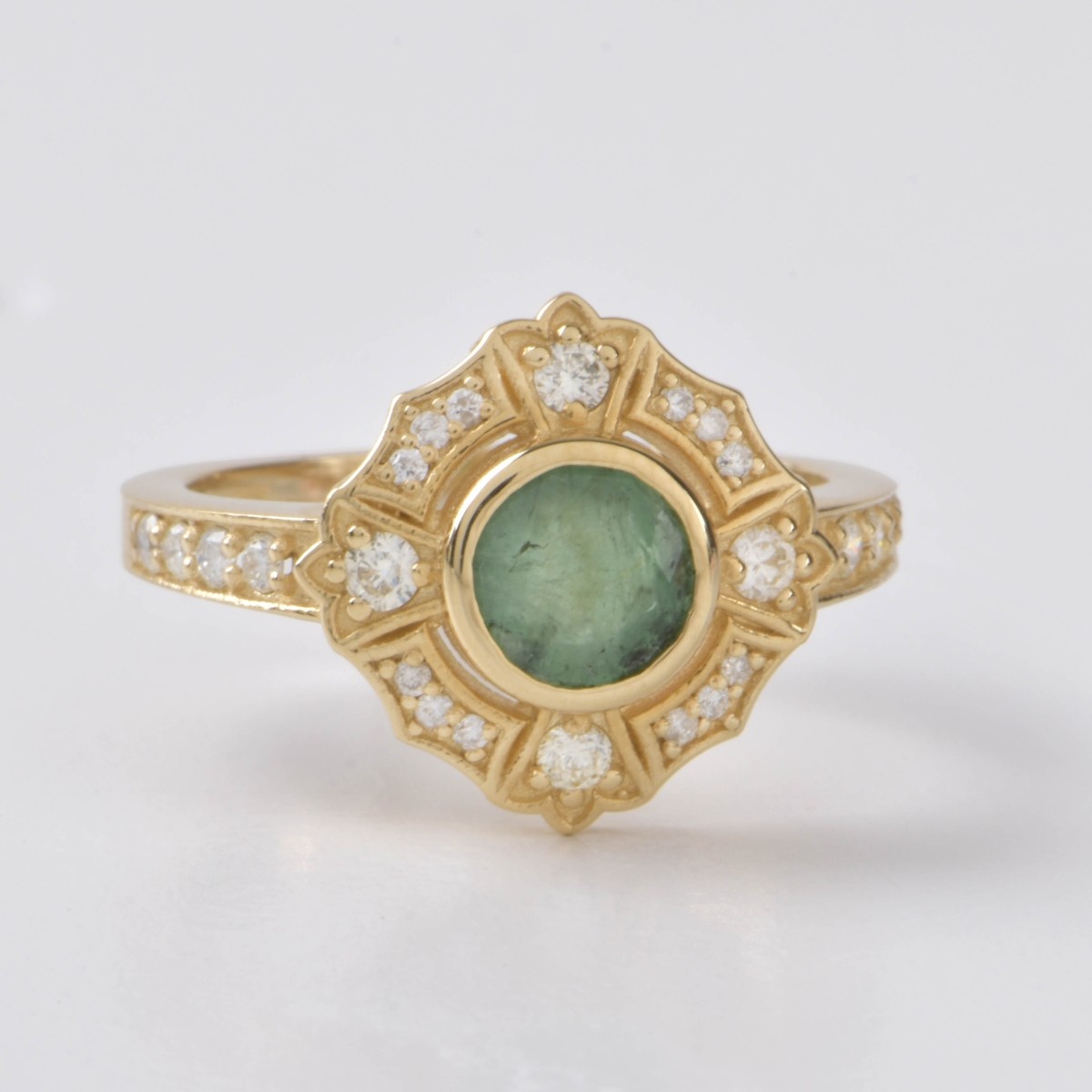 UGS Emerald, Diamond and 14K Ring