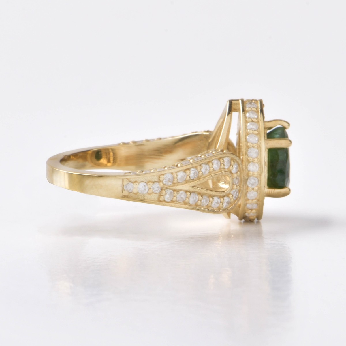 UGS Emerald, Diamond and 14K Ring