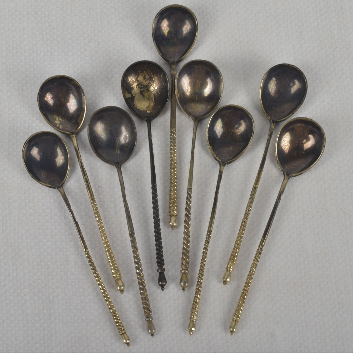 Antique Gold-wash Russian 84 Silver Spoons