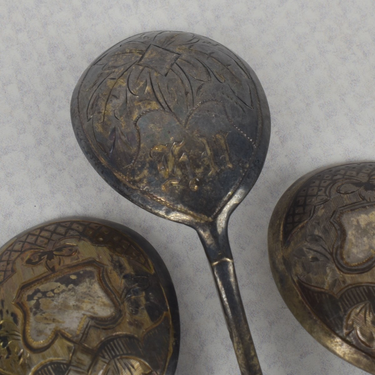 Antique Gold-wash Russian 84 Silver Spoons
