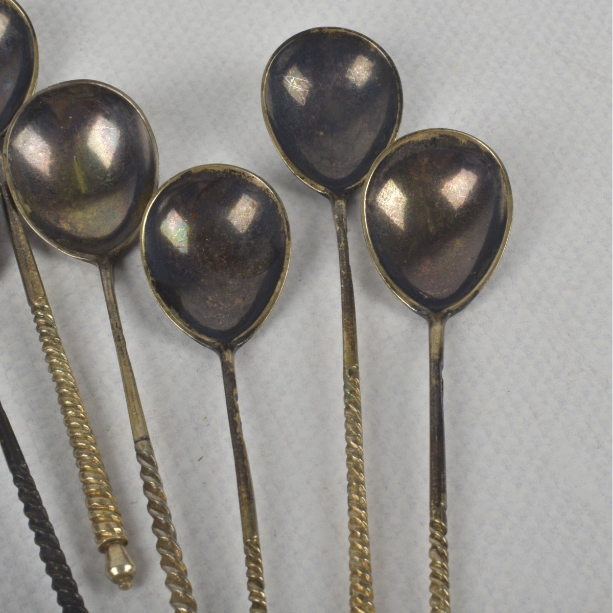 Antique Gold-wash Russian 84 Silver Spoons