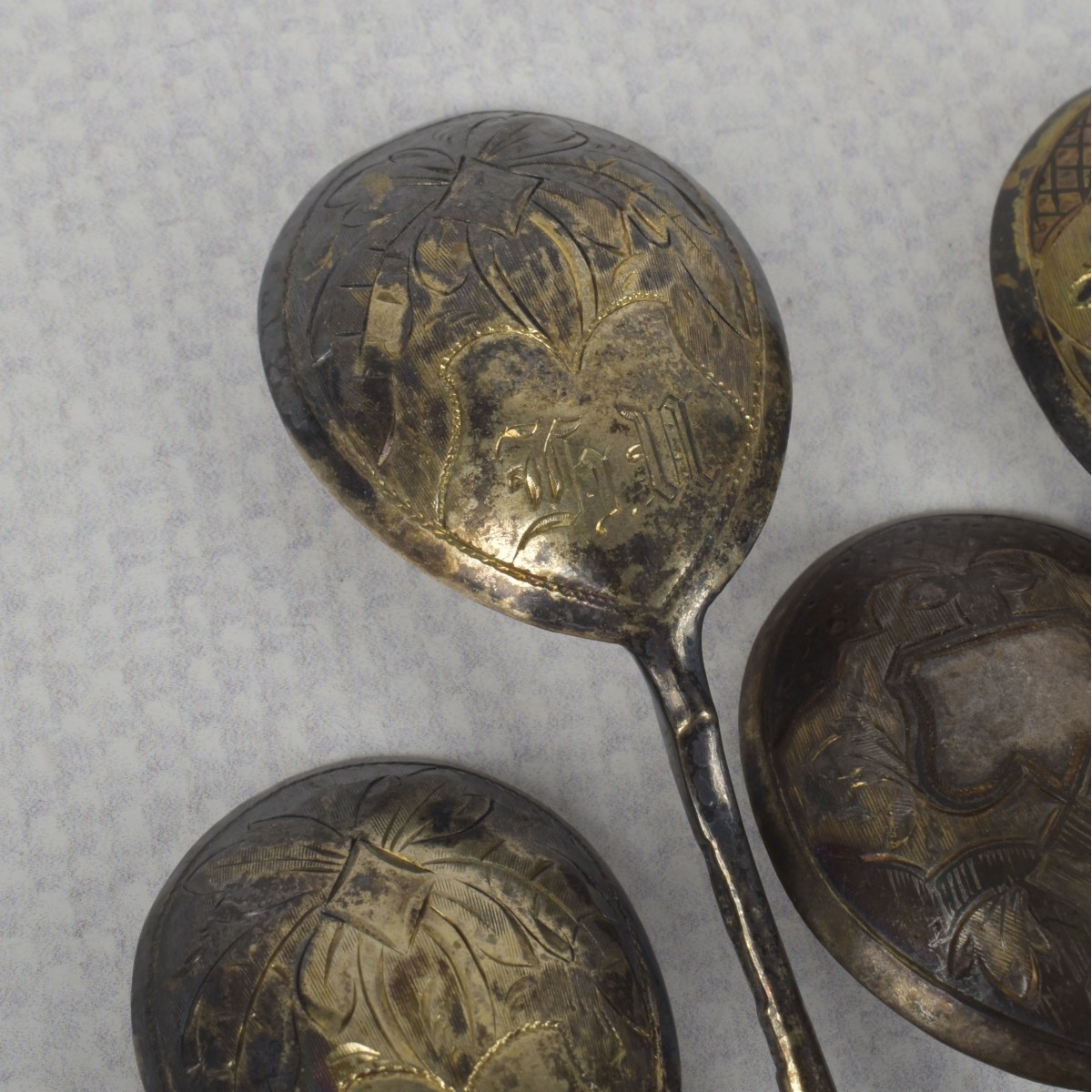 Antique Gold-wash Russian 84 Silver Spoons