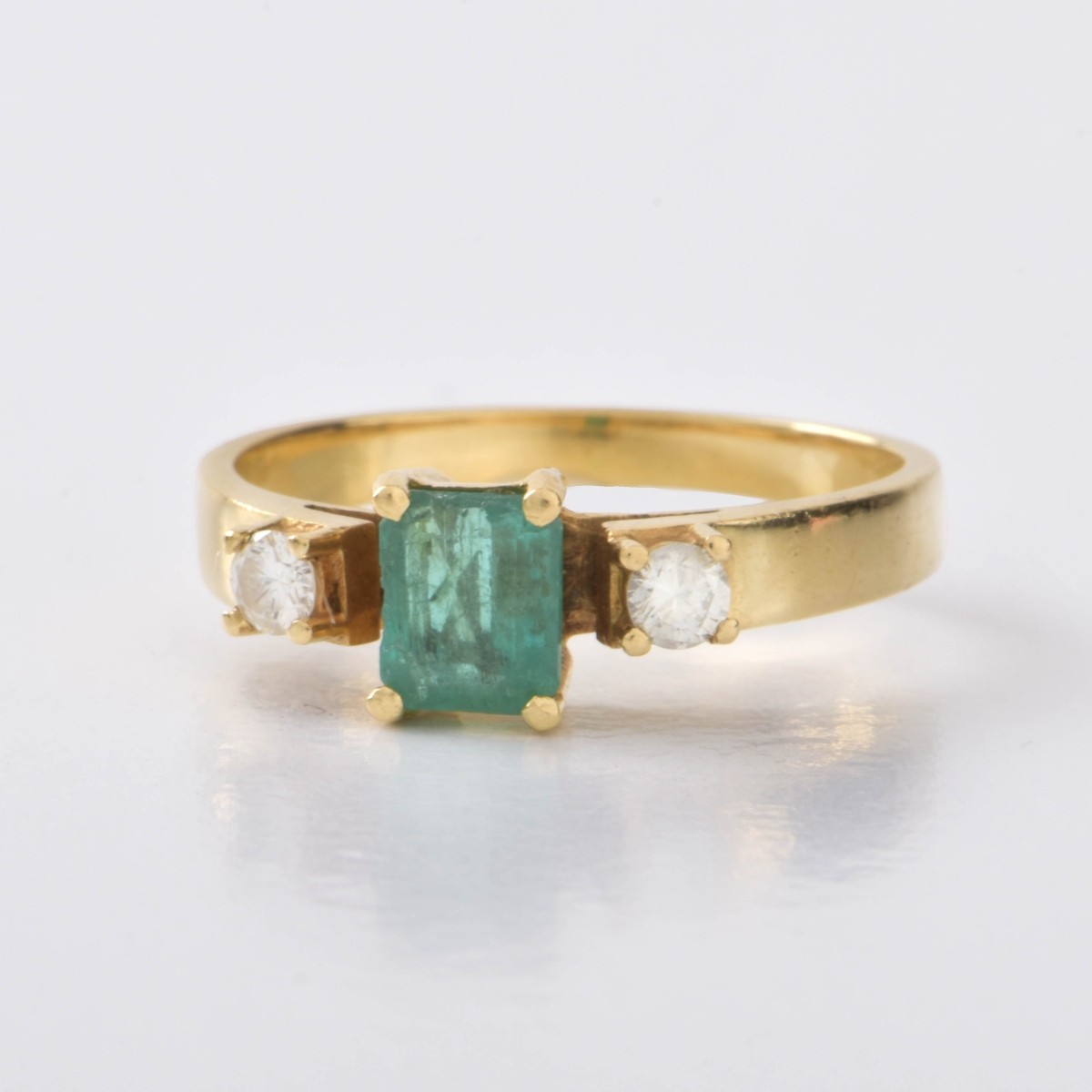 Emerald, Diamond and 18K Ring