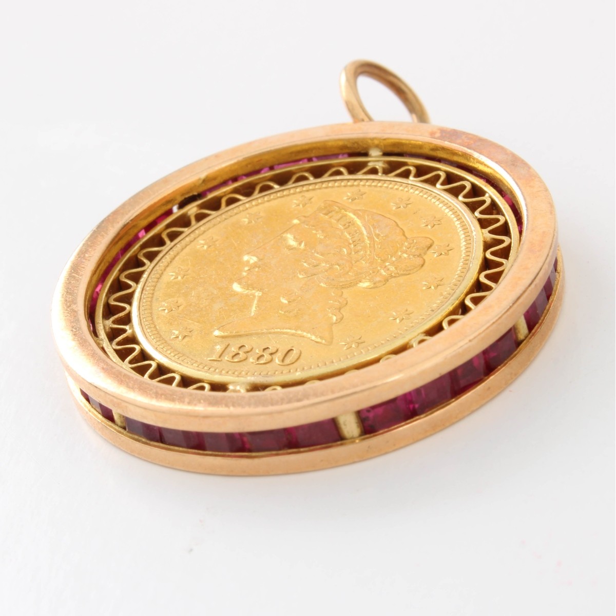 US $5 Gold Coin and 14K Pendant
