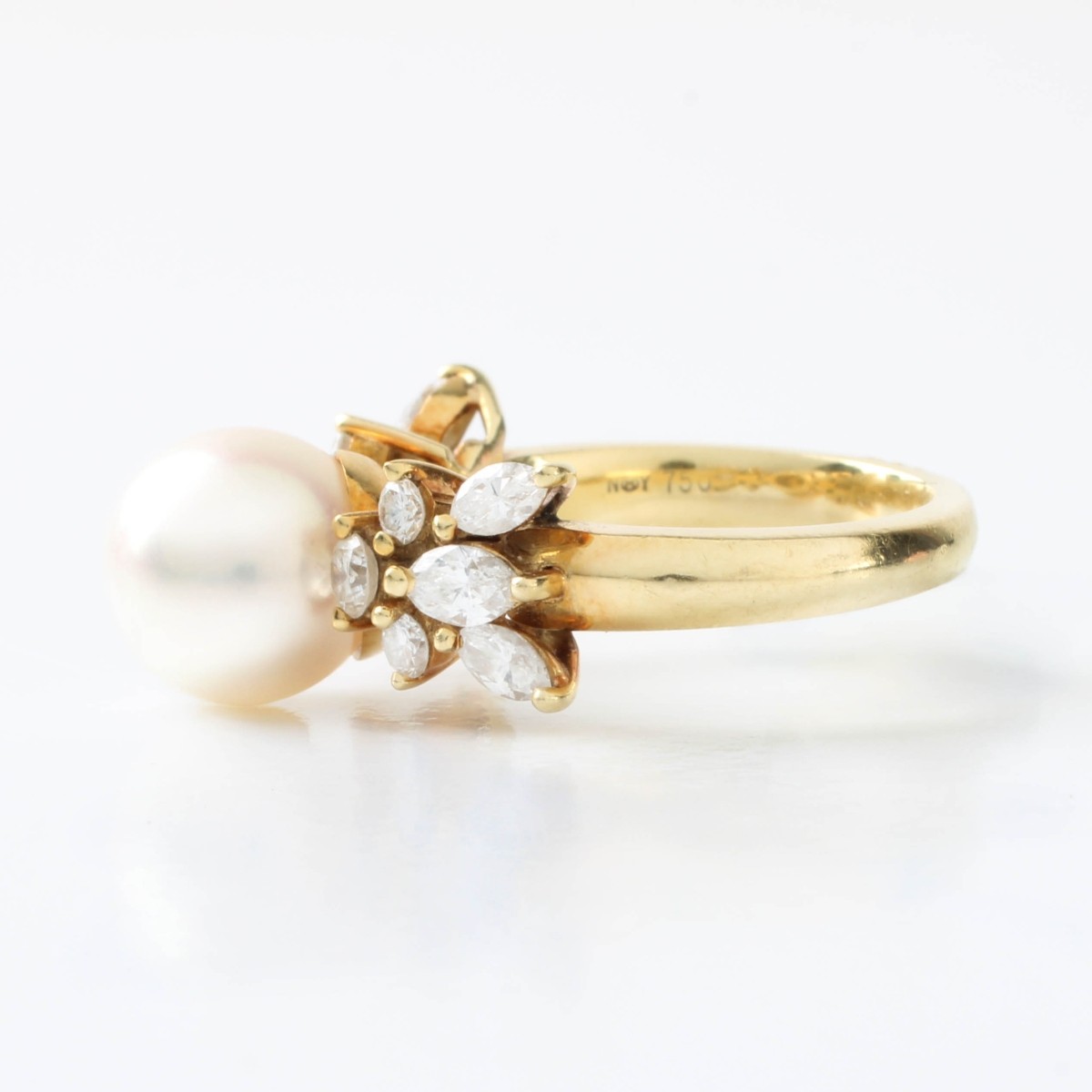 Mikimoto Pearl and Diamond Ring