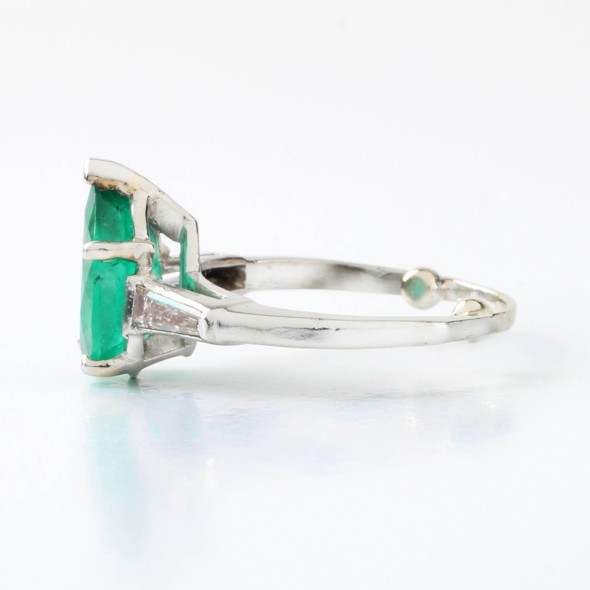 Emerald, Diamond and Plat Ring