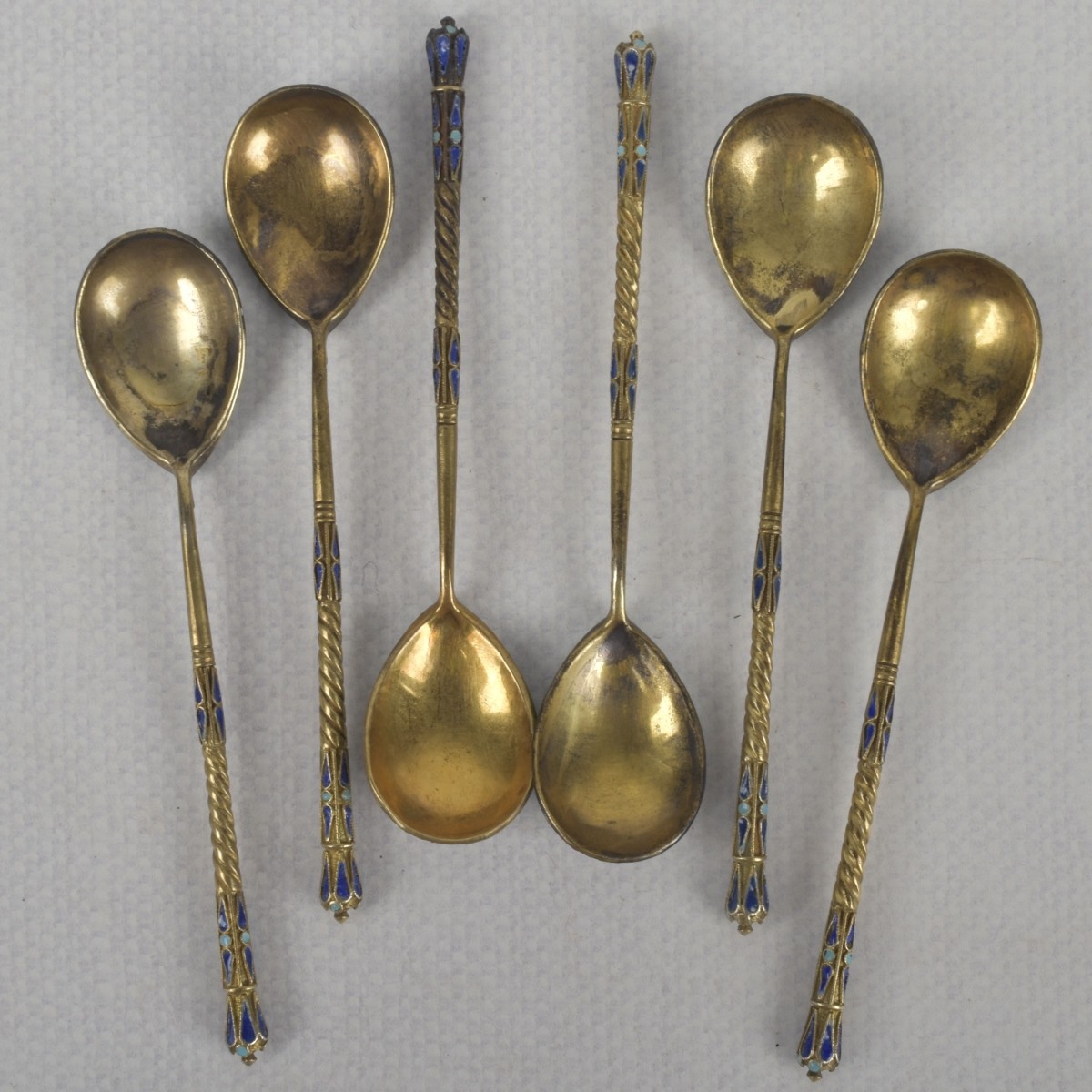 Antique Gold-wash Russian 84 Silver Spoons