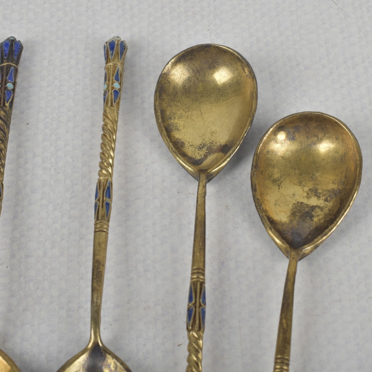 Antique Gold-wash Russian 84 Silver Spoons