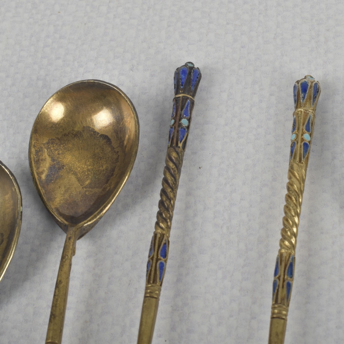 Antique Gold-wash Russian 84 Silver Spoons