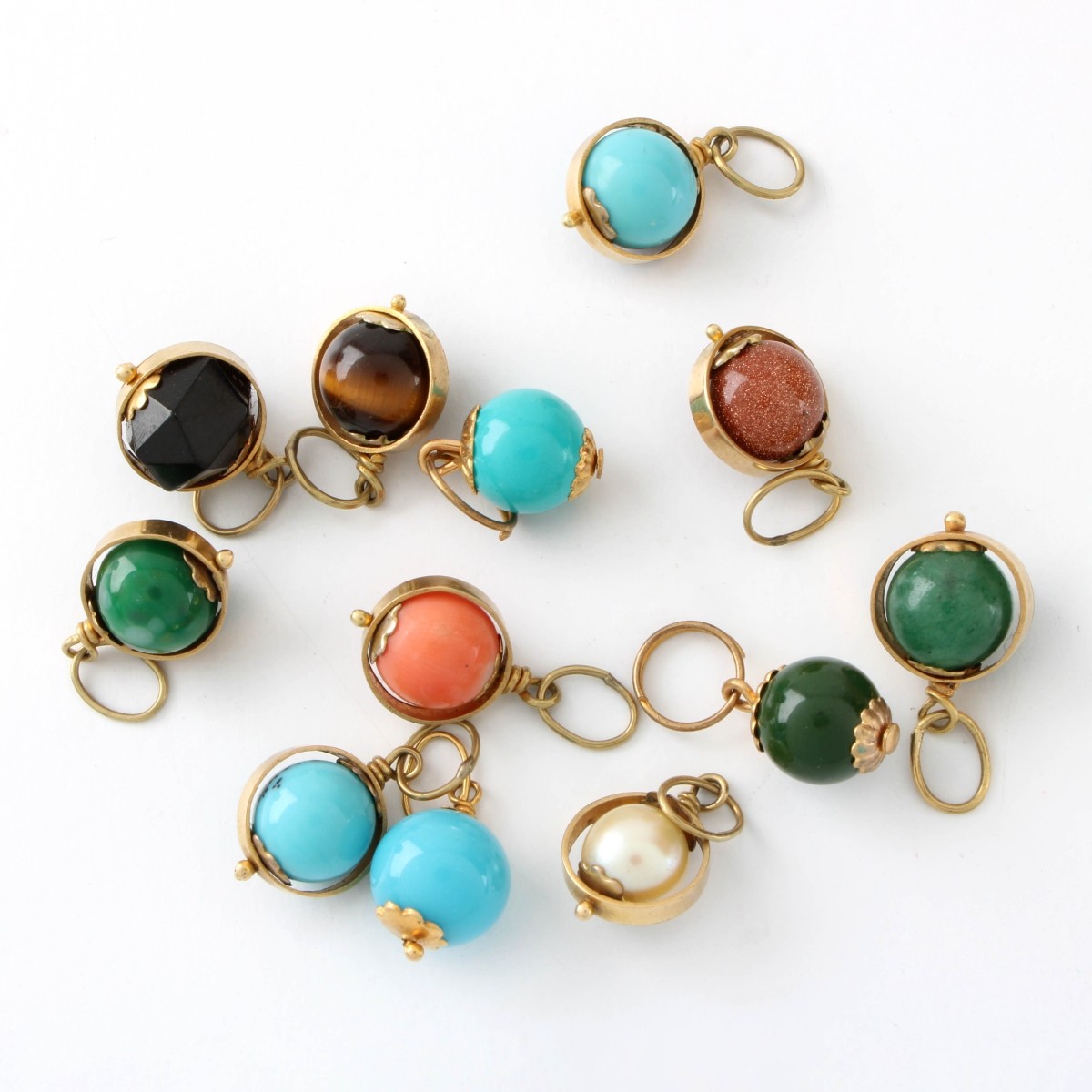 14K and Hardstone Pendants