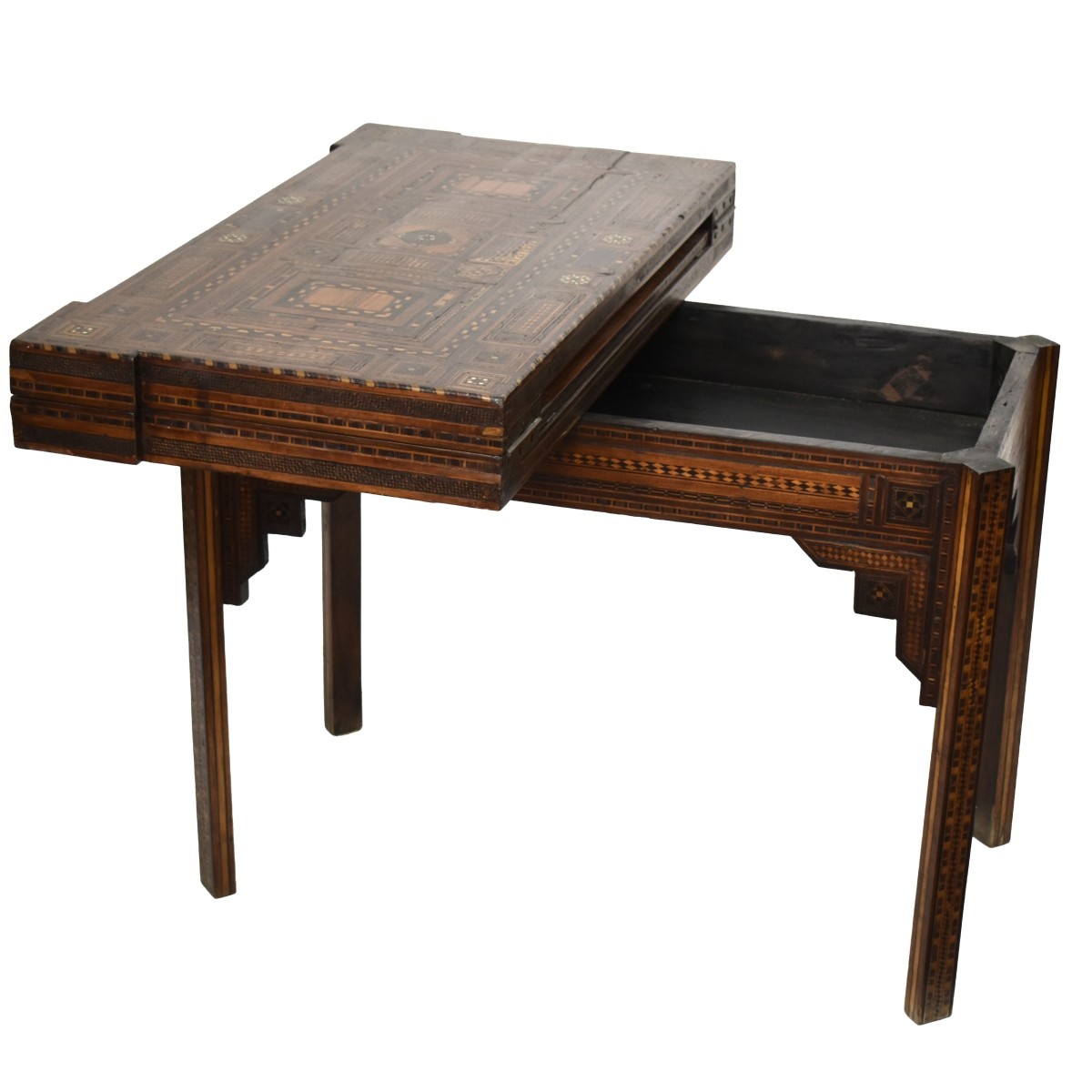 Antique Moroccan Inlaid Game Table