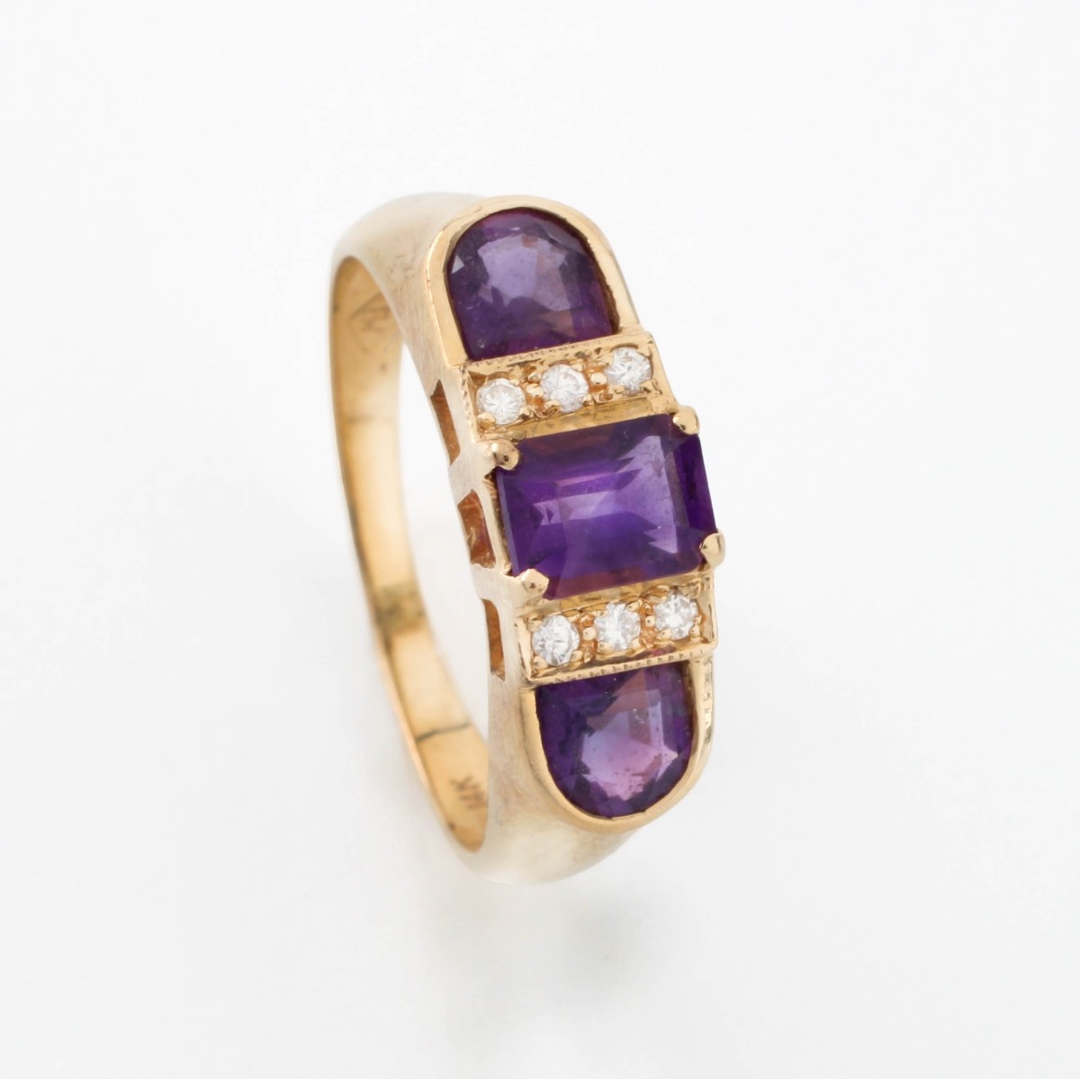 Amethyst, Diamond and 14K Ring