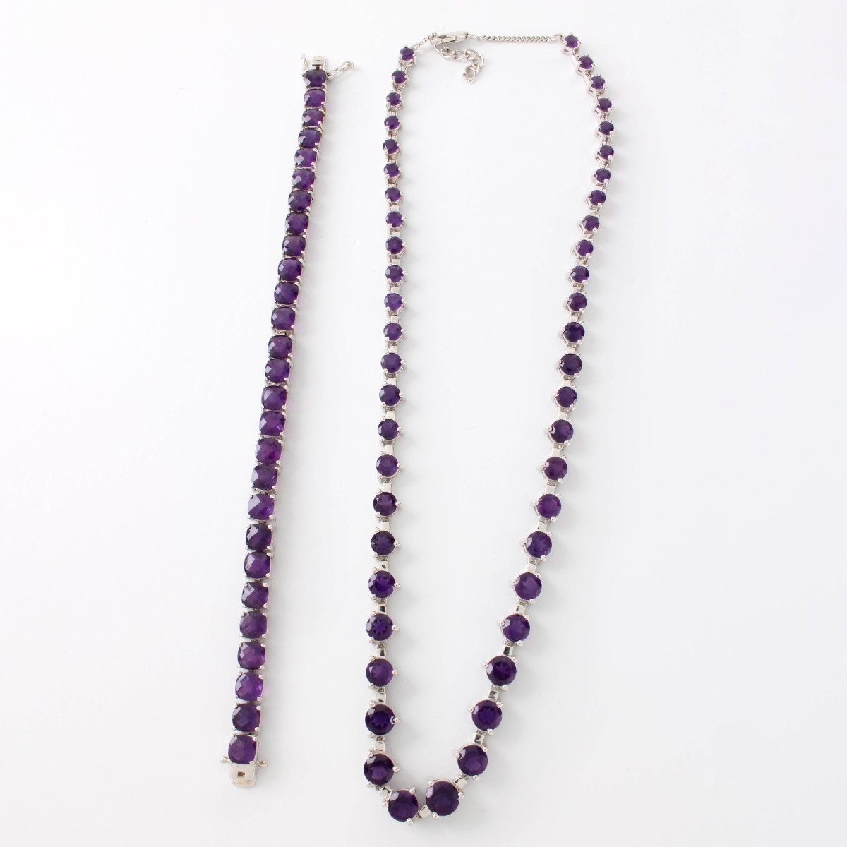 Sterling Amethyst Necklace & Bracelet